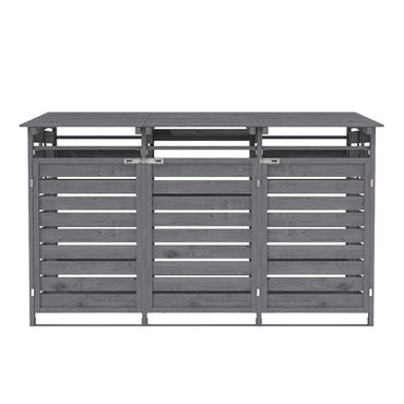 6x3ft spruce wood bin storage shed with natural finish and dual-opening top lids