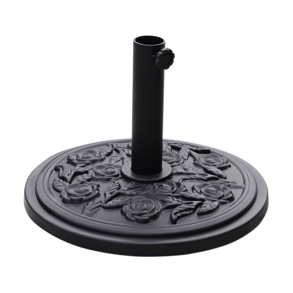 Vintage Freestanding Cement Parasol Base with Floral Pattern