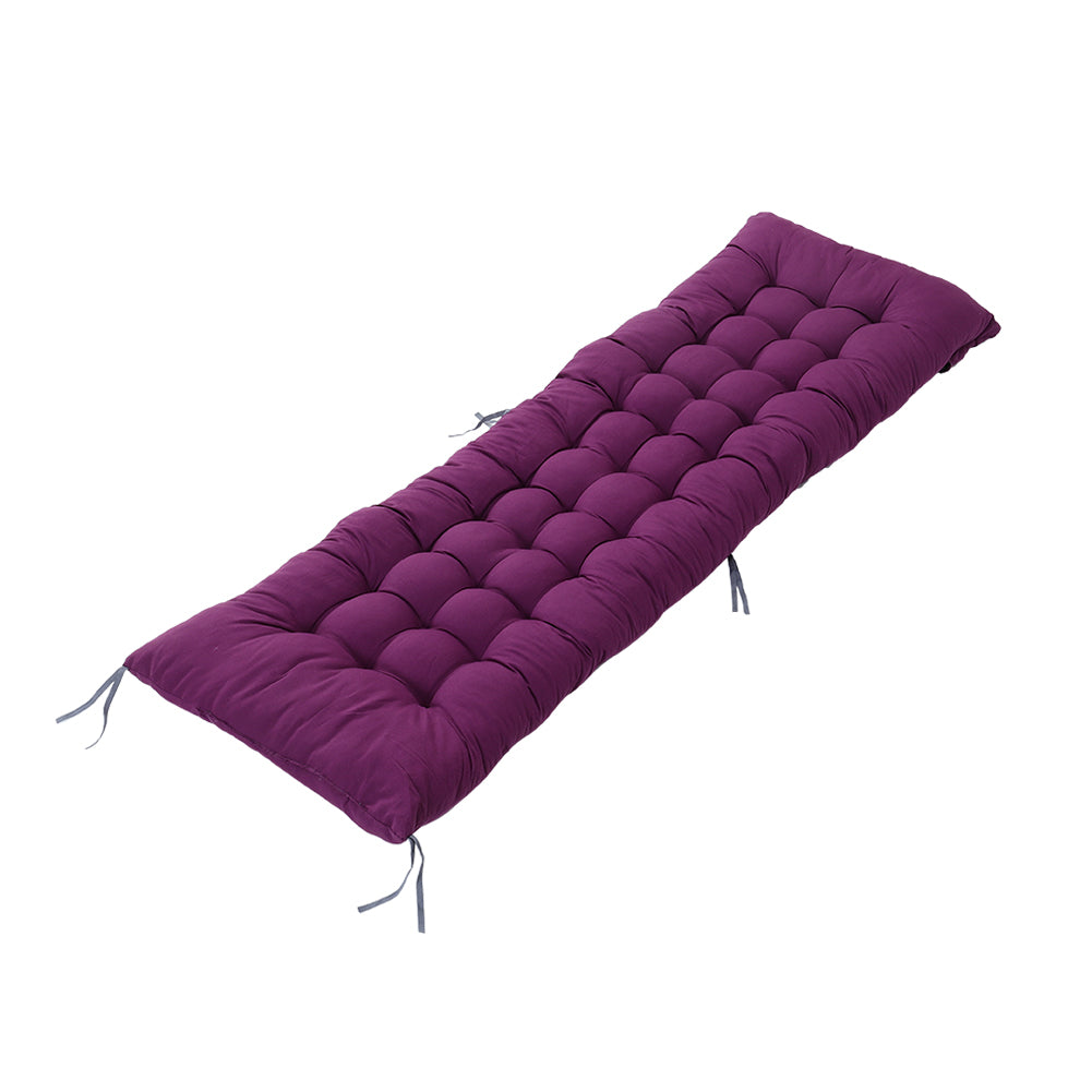 Purple Outdoor Seat Cushion Thick Tufted Pad on white background - Soft and weather-resistant cushion for garden chairs