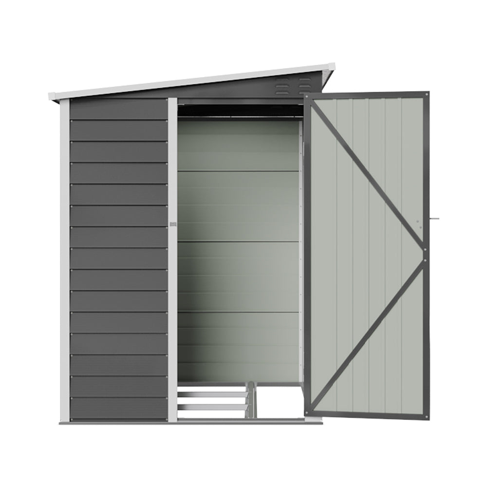 4x6ft Pent Roof Metal Garden Storage Shed with Lockable Door