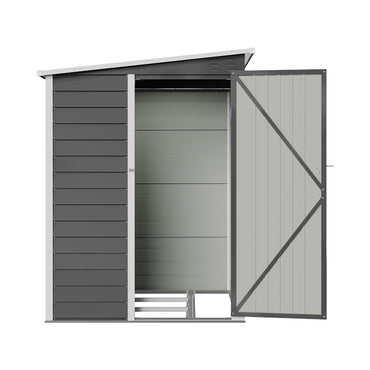 4x6ft Pent Roof Metal Garden Storage Shed with Lockable Door