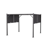 Retractable Steel Frame Pergola in Dark Black – Outdoor Garden Canopy with Clean Background