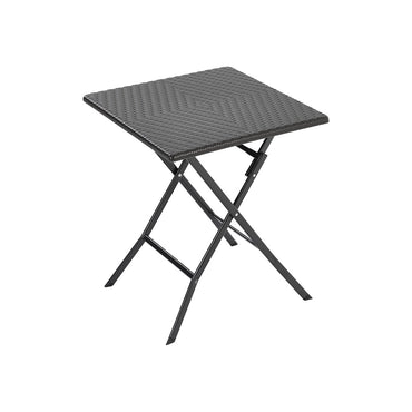 Foldable Square Rattan-Style Camping Table with Metal Frame - Lightweight outdoor table on white background