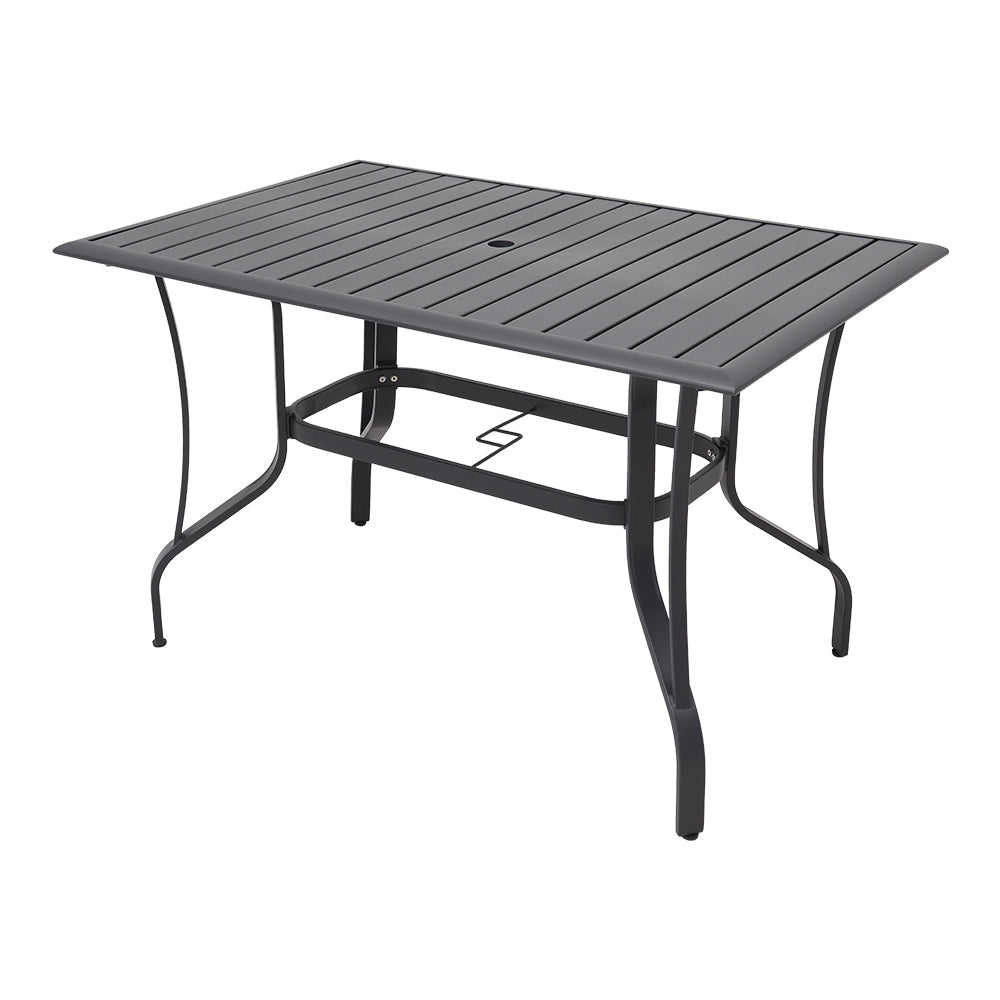 Black Metal Rectangular Slatted Table – 120x80cm Modern Garden Furniture