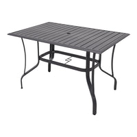 Black Metal Rectangular Slatted Table – 120x80cm Modern Garden Furniture