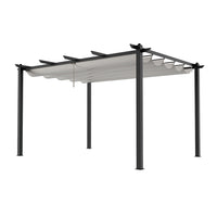13x10ft Beige Aluminum Pergola with Adjustable Retractable Canopy – Studio Product View