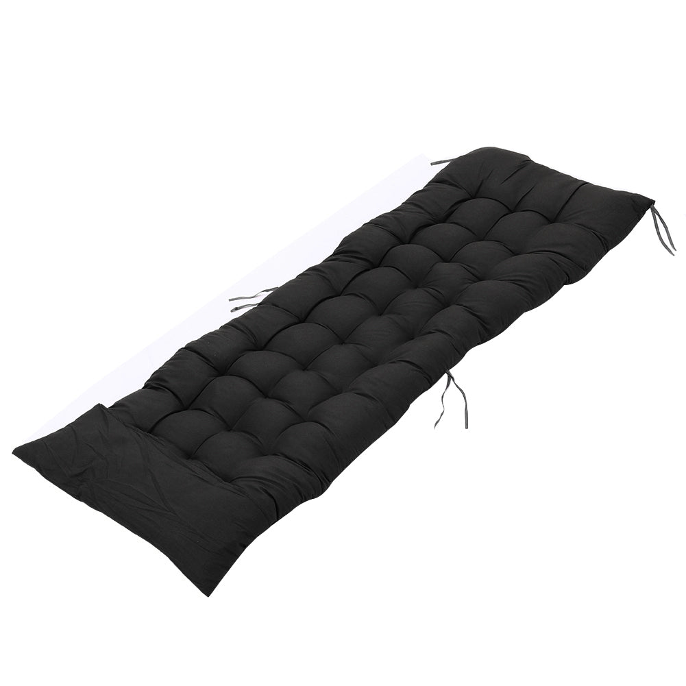Black Outdoor Seat Cushion Thick Tufted Pad on white background - Comfortable and durable seat cushion for garden furniture