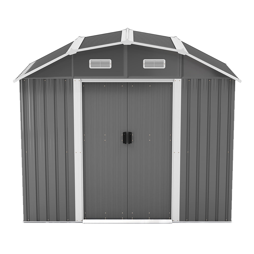 8x4ft freestanding galvanized steel acrylic garden shed – weather-resistant and lockable double door design