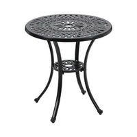 60cm Round Cast Aluminum Sunflower Patio Table – Outdoor Table with Center Umbrella Hole
