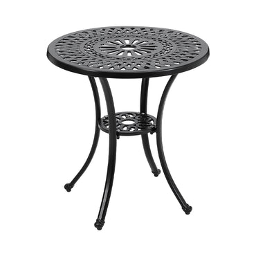 60cm Round Cast Aluminum Sunflower Patio Table – Outdoor Table with Center Umbrella Hole