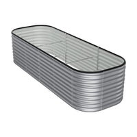 Galvanized silver oval raised garden bed – strong galvanized steel design, ideal for outdoor vegetable and flower gardening