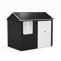 Freestanding 8x5ft metal apex roof storage shed in black – durable outdoor garden shed with lockable doors