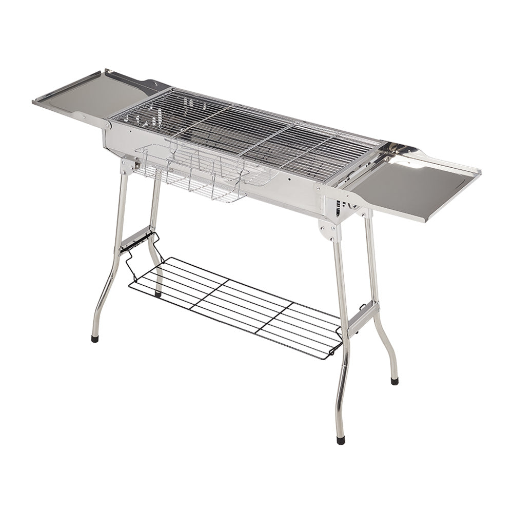 Portable charcoal BBQ grill with vented lid and sturdy legs – outdoor garden barbecue cooker, white background