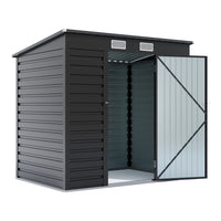 Freestanding 6x4ft galvanized steel garden shed with sloped roof – corrosion-resistant and secure storage solution
