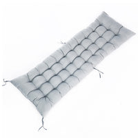 Grey Outdoor Seat Cushion Thick Tufted Pad on white background - Weather-resistant and plush seat cushion for patio chairs