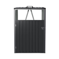 Freestanding 3x3ft charcoal black metal bin storage shed – galvanized steel outdoor garbage container shelter