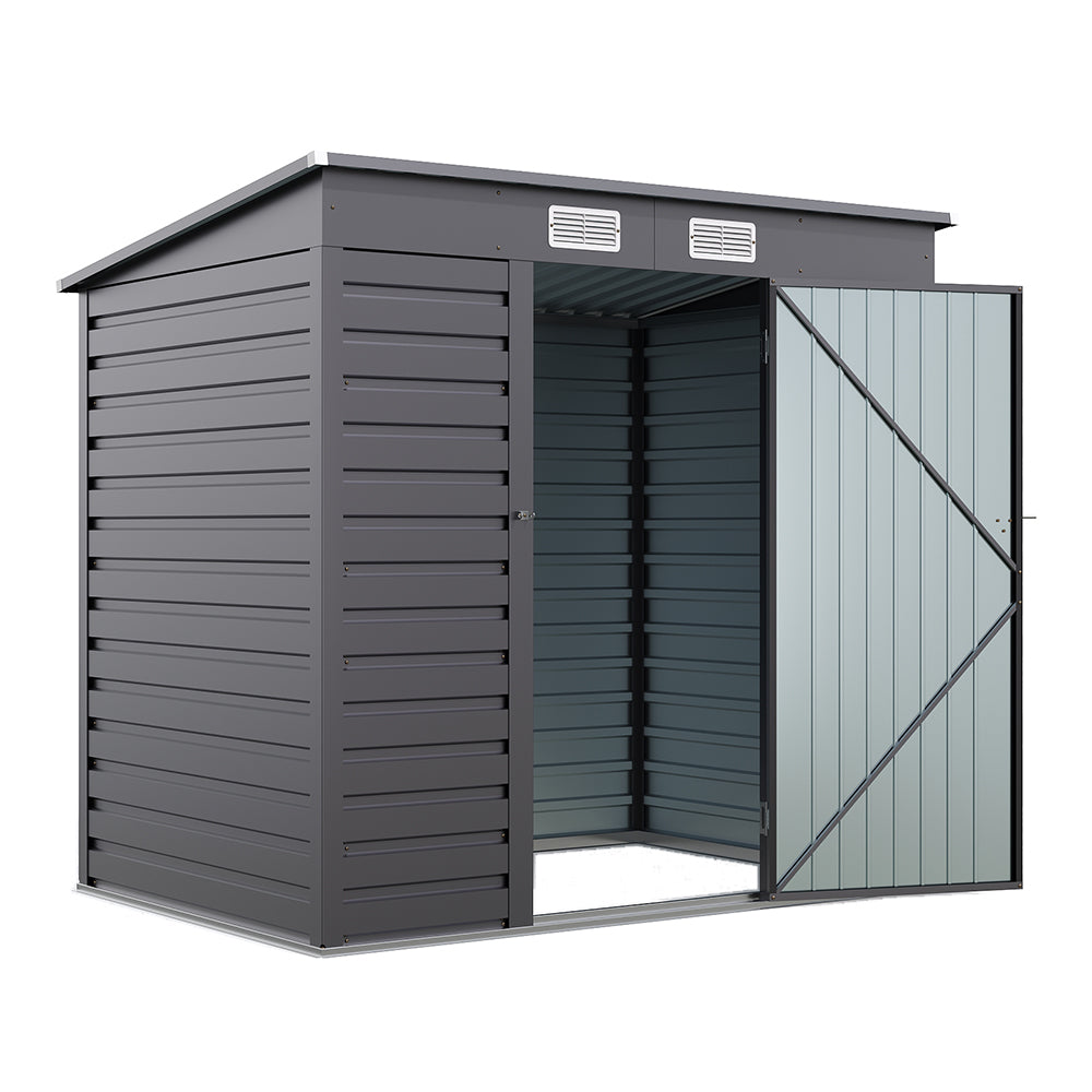 6x4ft freestanding metal garden shed with sloped roof – secure and weatherproof storage for tools