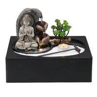 Tabletop Indoor Water Fountain with LED Light and Zen Garden