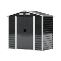 Charcoal black 7x4ft outdoor metal storage shed with gable roof – weatherproof and rust-resistant design