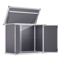 Freestanding 5x2ft aluminum alloy outdoor storage shed in grey – slim design with lockable double doors