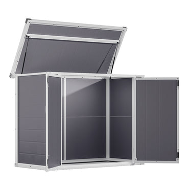 Freestanding 5x2ft aluminum alloy outdoor storage shed in grey – slim design with lockable double doors