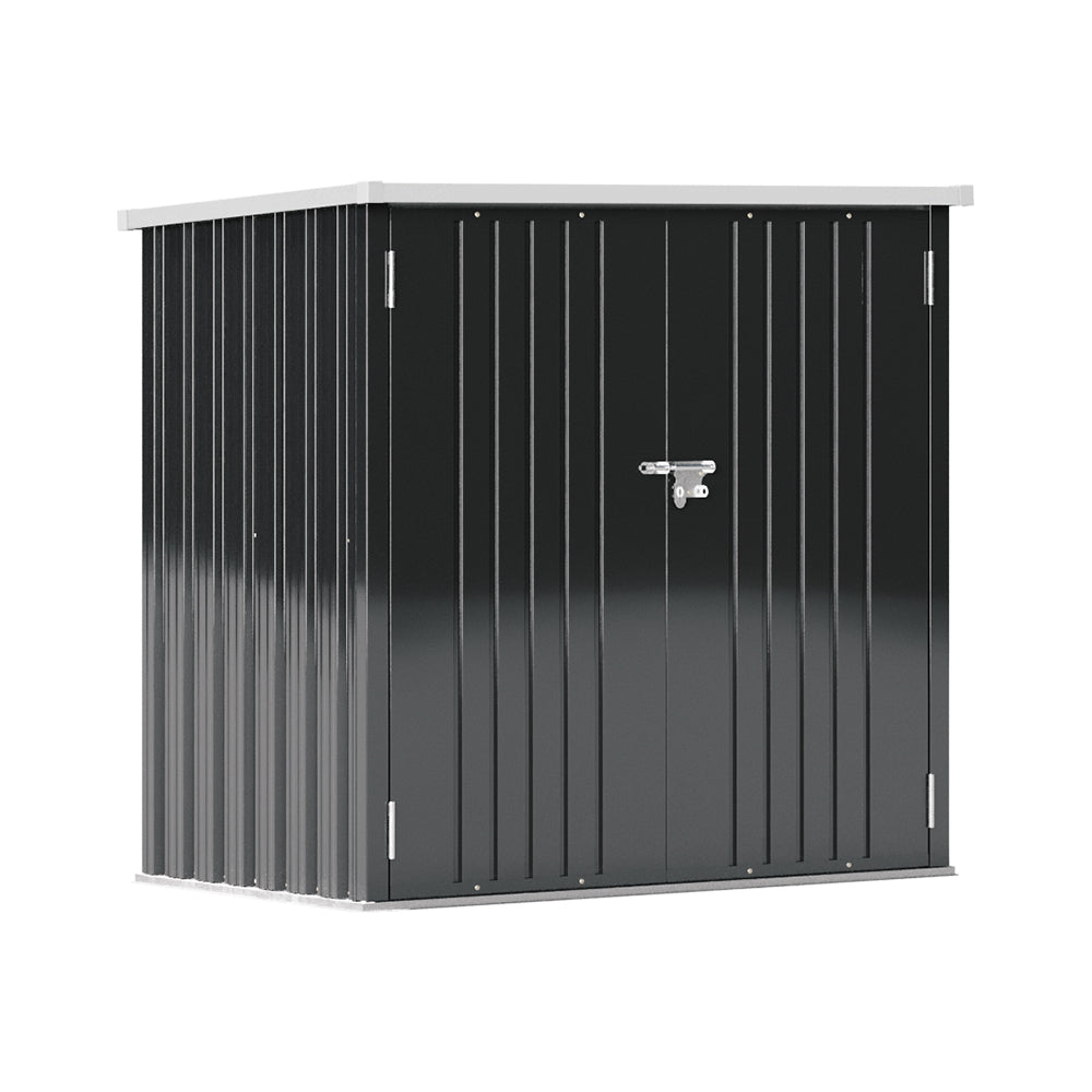 Anthracite grey 5x3ft metal garden shed with sloped top – corrosion-resistant outdoor tool storage