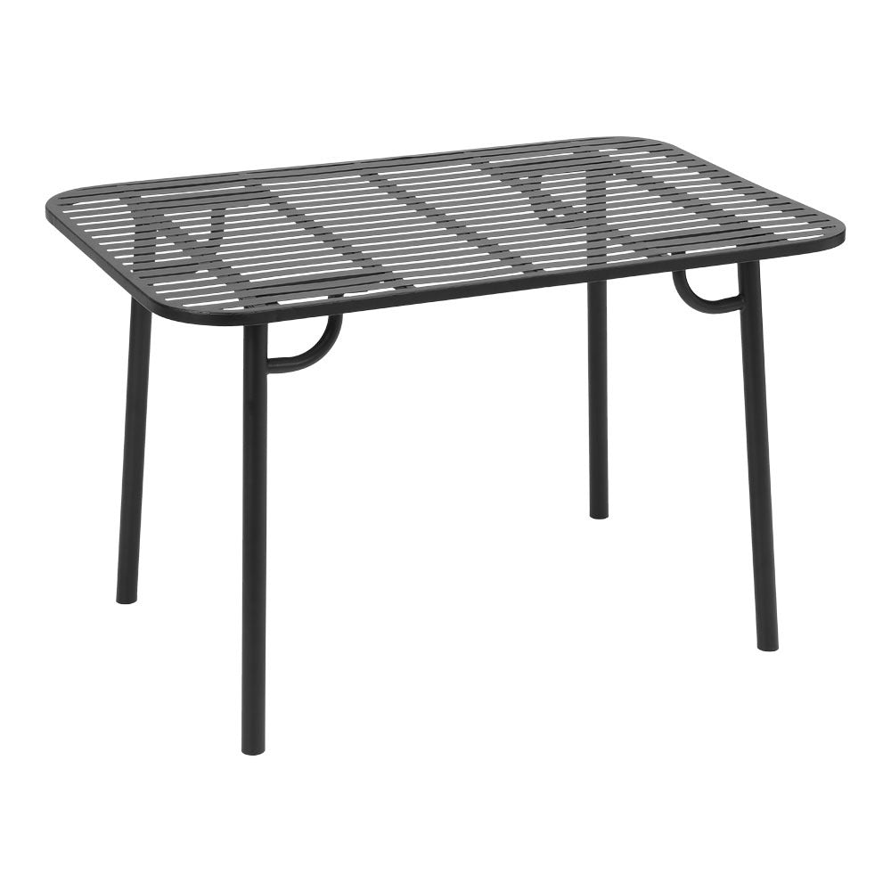 120x80cm Black Metal Patio Table – Wrought Iron Garden Furniture on White Background