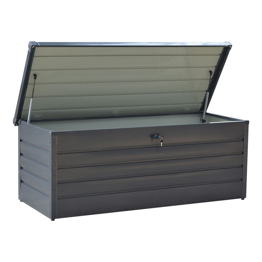 600L Heavy-Duty Steel Outdoor Storage Box with Lock – Waterproof Garden Container