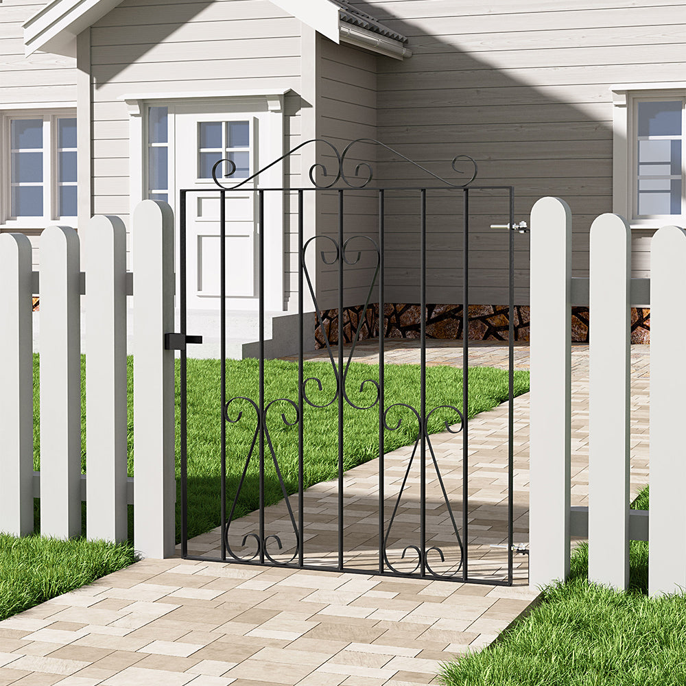 Black Arched Top Lockable Rust Resistant Iron Garden Gate