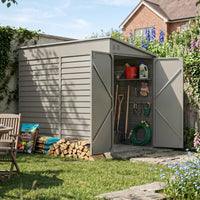 4.6 x 9FT Metal Pent Roof Garden Tool Storage Shed With Double Doors And Hooks