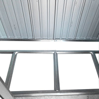 Interior Corner View of Black 4x6ft Garden Shed – Sturdy Steel Construction Detail