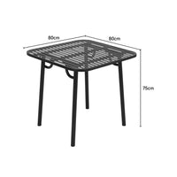 Detailed Dimensions of 80x80x75cm Black Wrought Iron Patio Table – Square Garden Table Size Chart