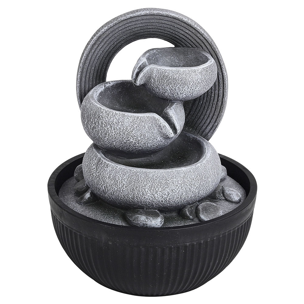 Indoor Outdoor Water Fountain with LED Lights Polyresin Garden Decor