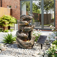 Solar-Powered Water Fountain Tree Stump LED Gardening Decor