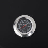 built-in temperature gauge on charcoal BBQ grill lid – monitor heat for precise cooking