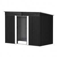 Durable 9x6ft galvanized metal shed with sliding double doors – ideal for garden tools and equipment storage