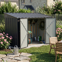 10x5FT Metal Garden Storage Shed with Lockable Double Doors