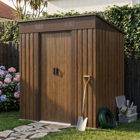 6x4FT Metal Garden Storage Shed with Lockable Sliding Doors