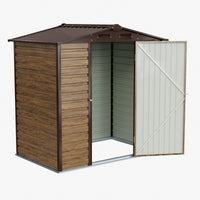 6x4ft Wood Grain Metal Garden Storage Shed With Lockable Door