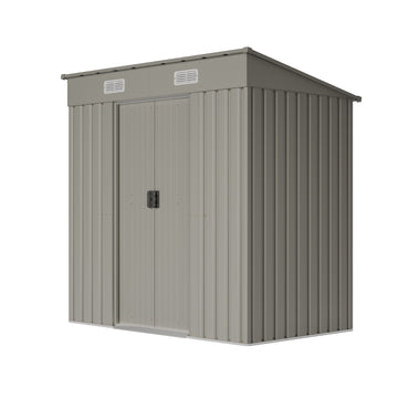 6x4FT Metal Garden Storage Shed with Lockable Sliding Doors