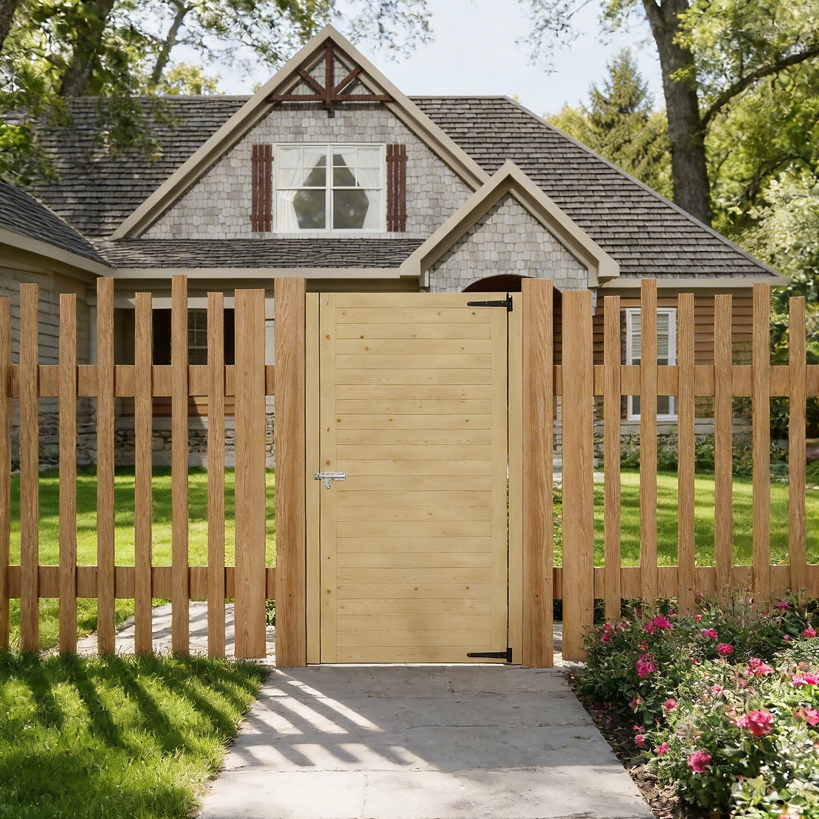 90cm Pressure Treated Wooden Garden Gate with T Hinges & Lockable Latch