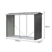 8x3ft Anthracite Steel Garden Shed Dimensions – Full Size Measurement Diagram