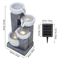 Solar-Powered Garden Water Fountain with Natural Stone Design and LED Lights