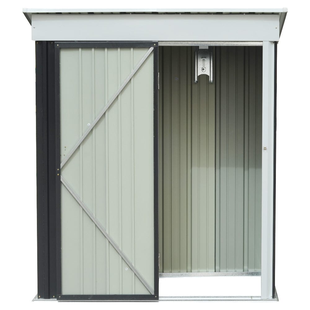 5x3ft Outdoor Metal Tool Shed with Shelving – Compact Storage Solution on White Background