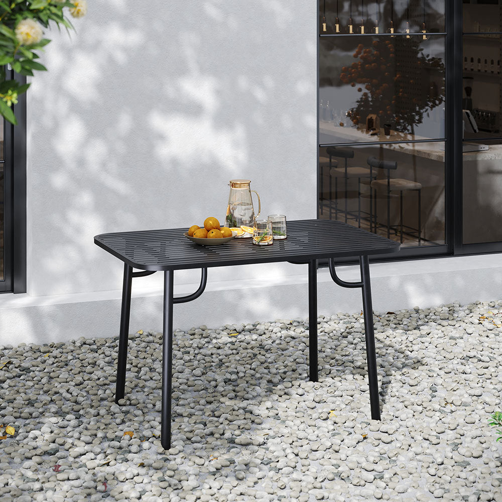 Weather-Resistant 120cm Outdoor Metal Table in Patio Setup – Durable Wrought Iron Build