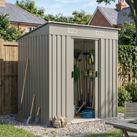 6x4FT Metal Garden Storage Shed with Lockable Sliding Doors