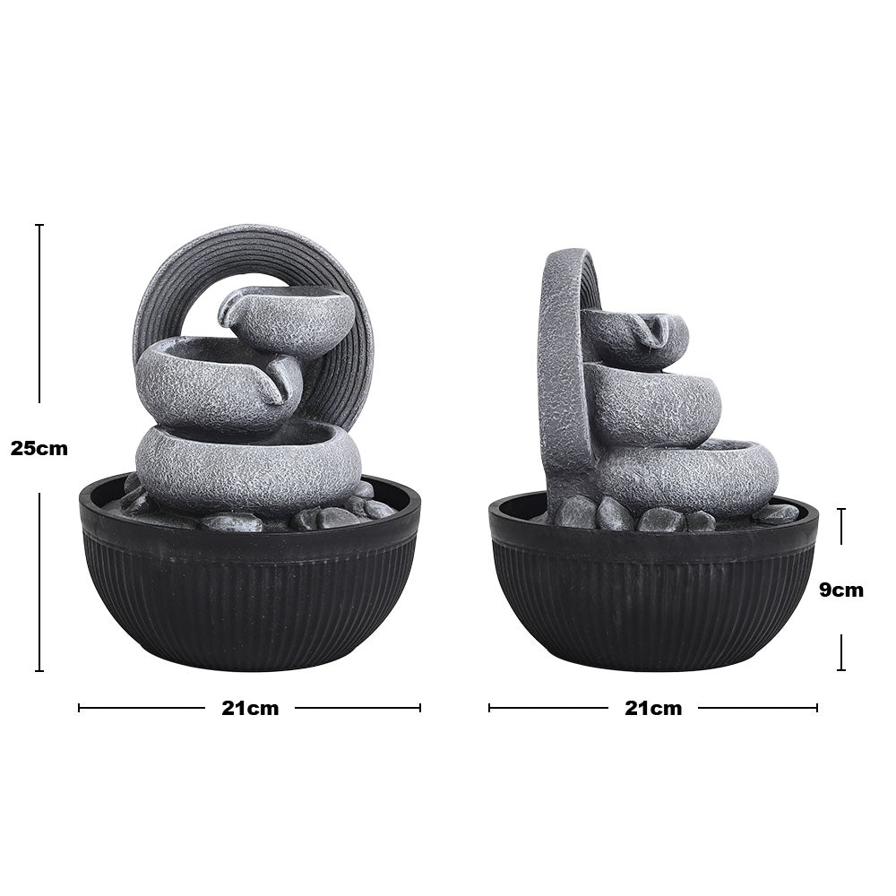 Indoor Outdoor Water Fountain with LED Lights Polyresin Garden Decor