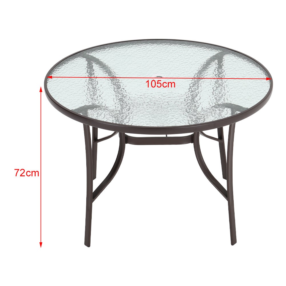 48'' round glass patio table with umbrella hole Garden Patio Chairs/Garden Round Table with Umbrella Hole – Breeins