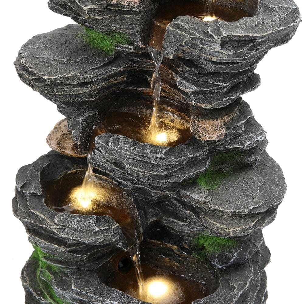 Outdoor Water Fountain Rockery Decor Solar-Powered Fountains Living and Home 