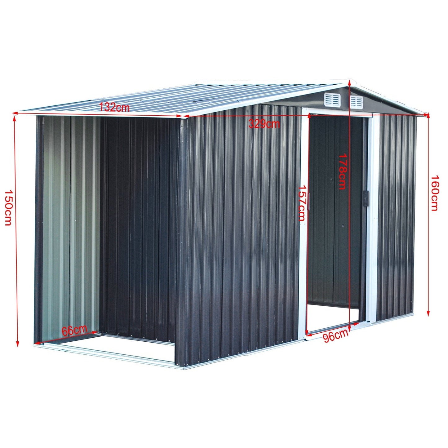 8x4ft Garden Shed Dimensions – Galvanized Steel Gable Roof Storage Size Guide
